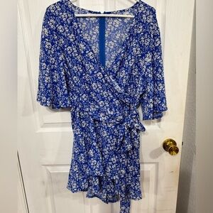 Amazon Blue and White Floral Jumpsuit